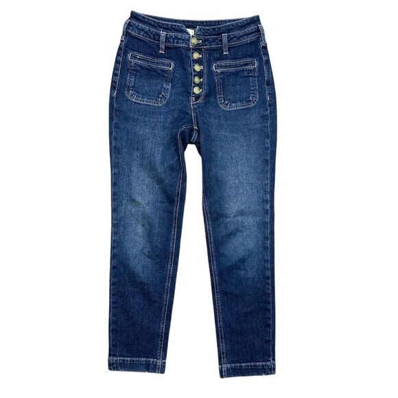 Anthropologie Pilcro High Rise Slim Jeans Button Fly Blue Size 25P Button Fly - Picture 1 of 12